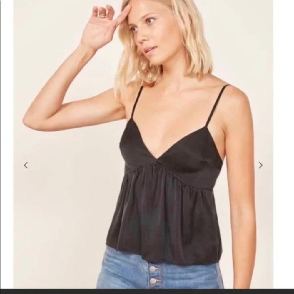 Reformation PERLA Silk Black Cami top S